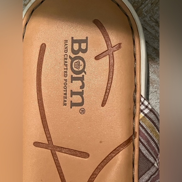 Born Womens Size 11 Plaid Fabric Thong Sandals - Picture 3 of 6